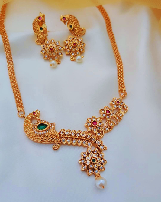 GOLDEN ROMINI TEMPLE JEWELLERY SET