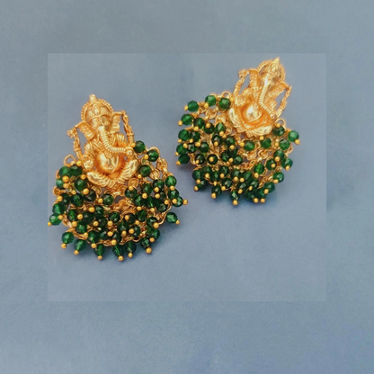 EMERALD KASNI TEMPLE EARRINGS