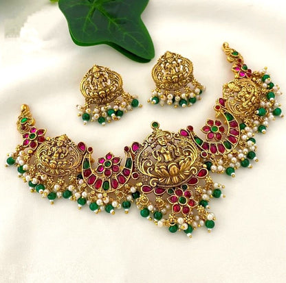 MULTICOLOR AMBAAL TEMPLE JEWELLERY SET