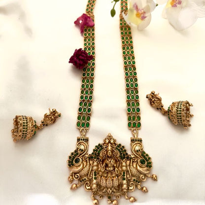 1 Gram Gold Green Chittu Necklace