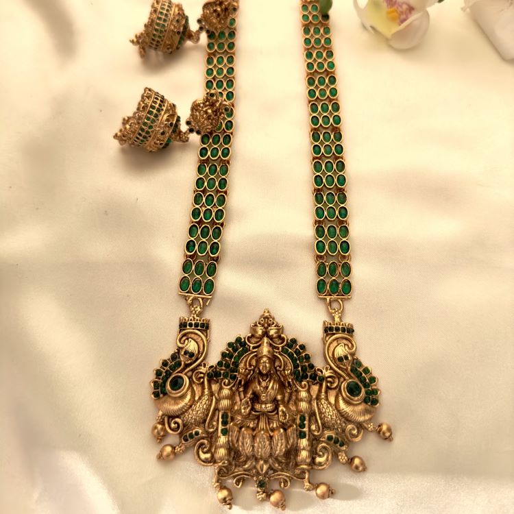 1 Gram Gold Green Chittu Necklace