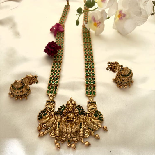 1 Gram Gold Green Chittu Necklace