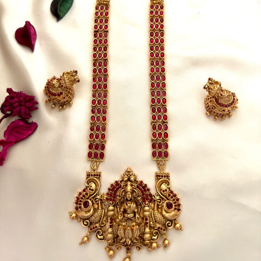 1 Gram Gold Red Chittu Necklace