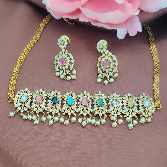 MULTICOLOR RAFIYA ZIRCONIA JEWELLERY SET