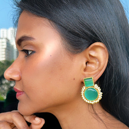 TURQUOISE AASHNA STONE EARRINGS