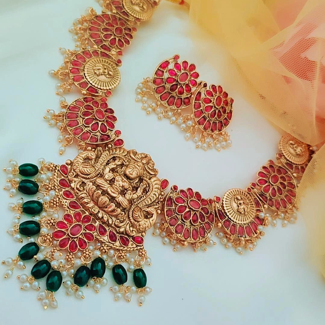 RUBY DEEKSHA TEMPLE JEWELLERY SET