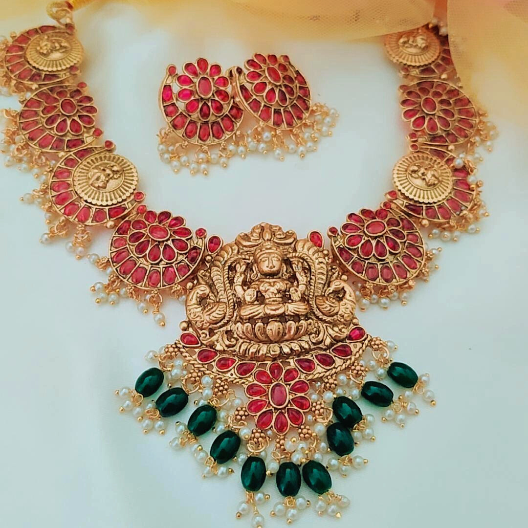 RUBY DEEKSHA TEMPLE JEWELLERY SET