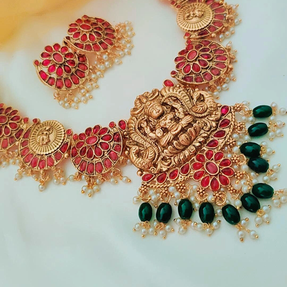 RUBY DEEKSHA TEMPLE JEWELLERY SET