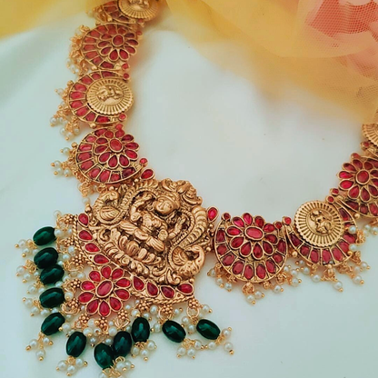 RUBY DEEKSHA TEMPLE JEWELLERY SET