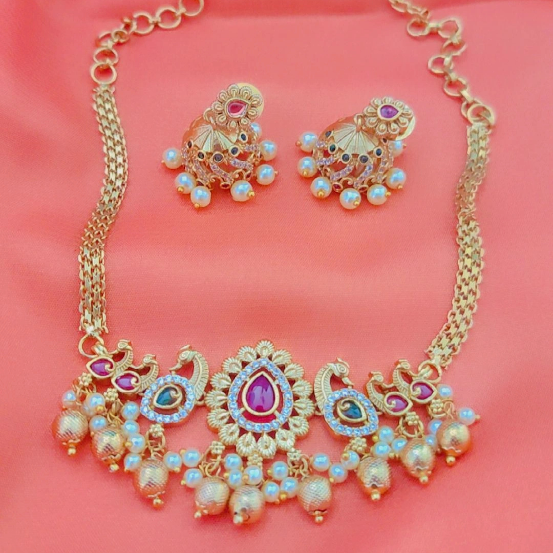 MULTICOLOR NEENA TEMPLE JEWELLERY SET