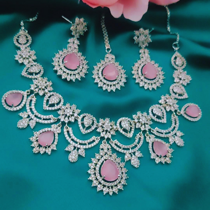 PINK CINDY ZIRCONIA JEWELLERY SET