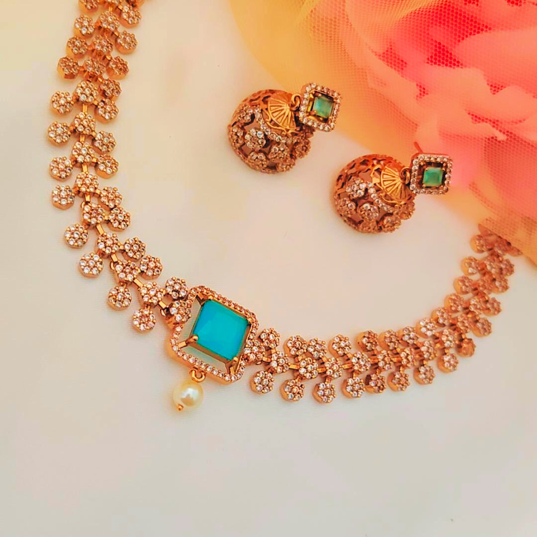 TURQUOISE ALAYA ZIRCONIA JEWELLERY SET