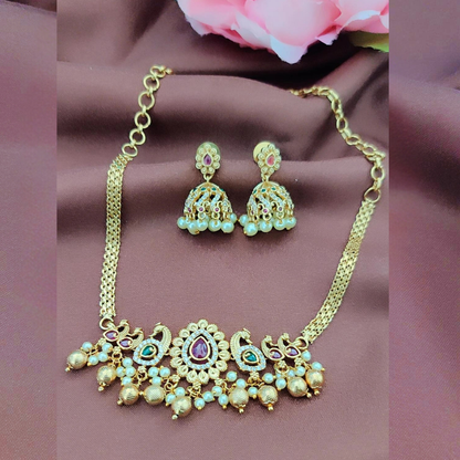 MULTICOLOR NEENA TEMPLE JEWELLERY SET