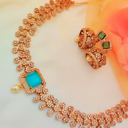 TURQUOISE ALAYA ZIRCONIA JEWELLERY SET