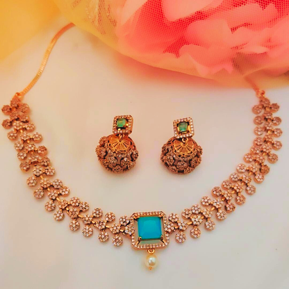 TURQUOISE ALAYA ZIRCONIA JEWELLERY SET