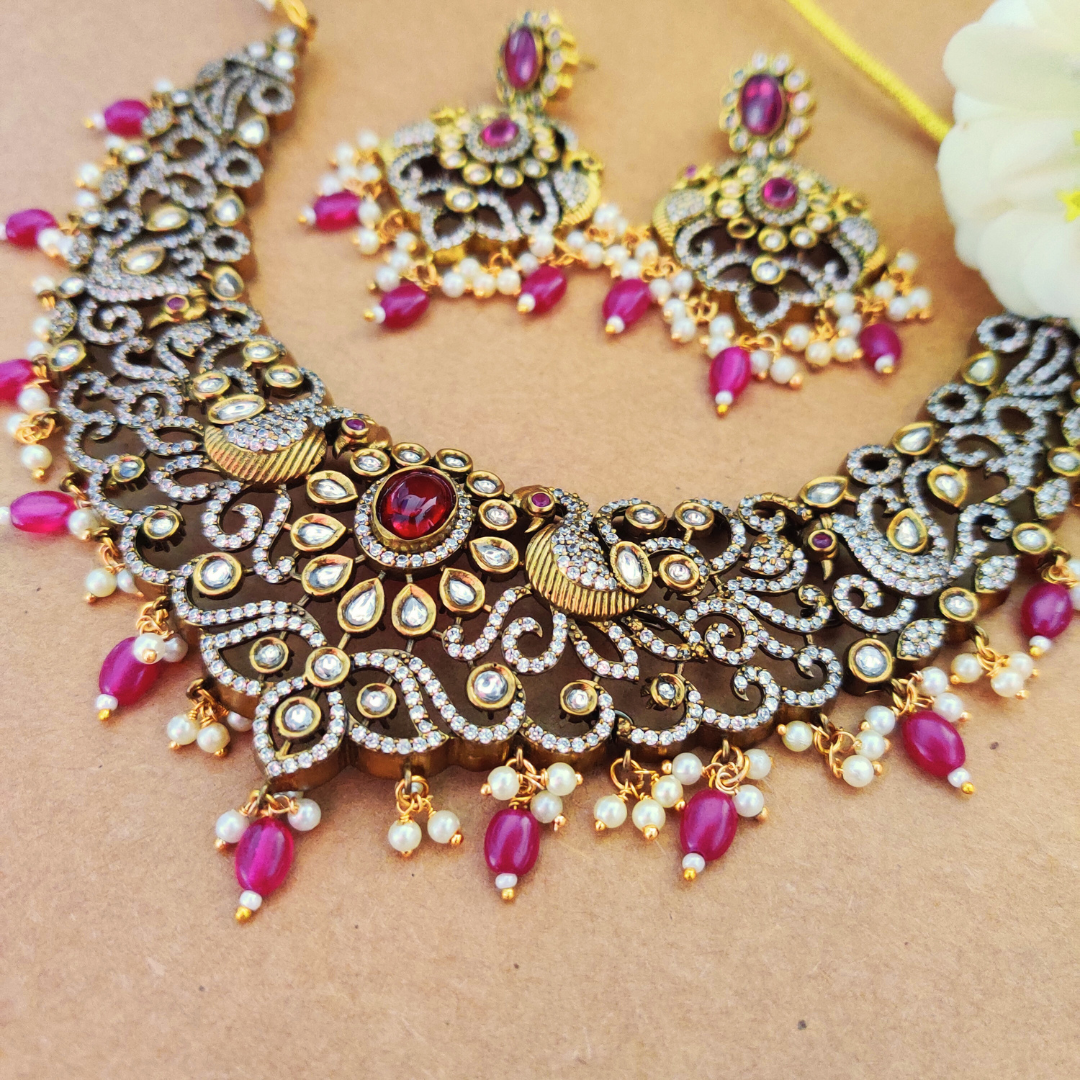 RUBY ANGANAA ANTIQUE NECKLACE SET