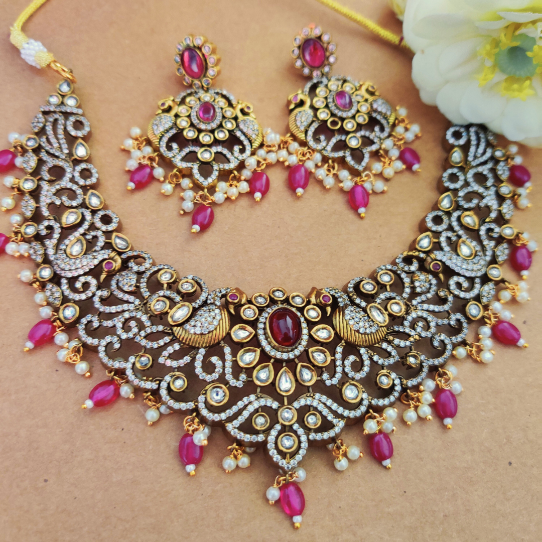 RUBY ANGANAA ANTIQUE NECKLACE SET