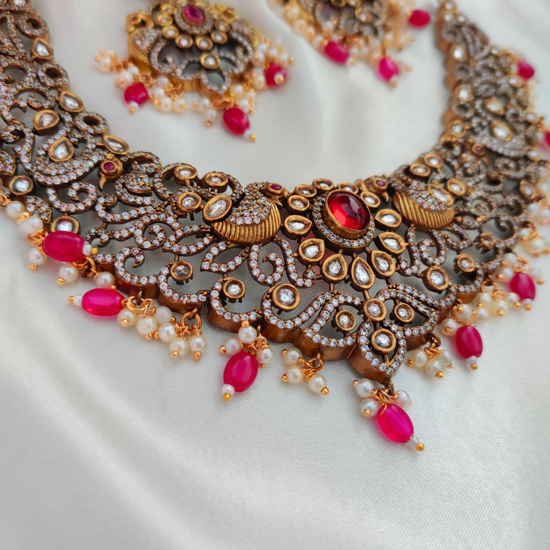 RUBY ANGANAA ANTIQUE NECKLACE SET