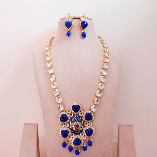 BLUE RAANI KUNDAN JEWELLERY SET