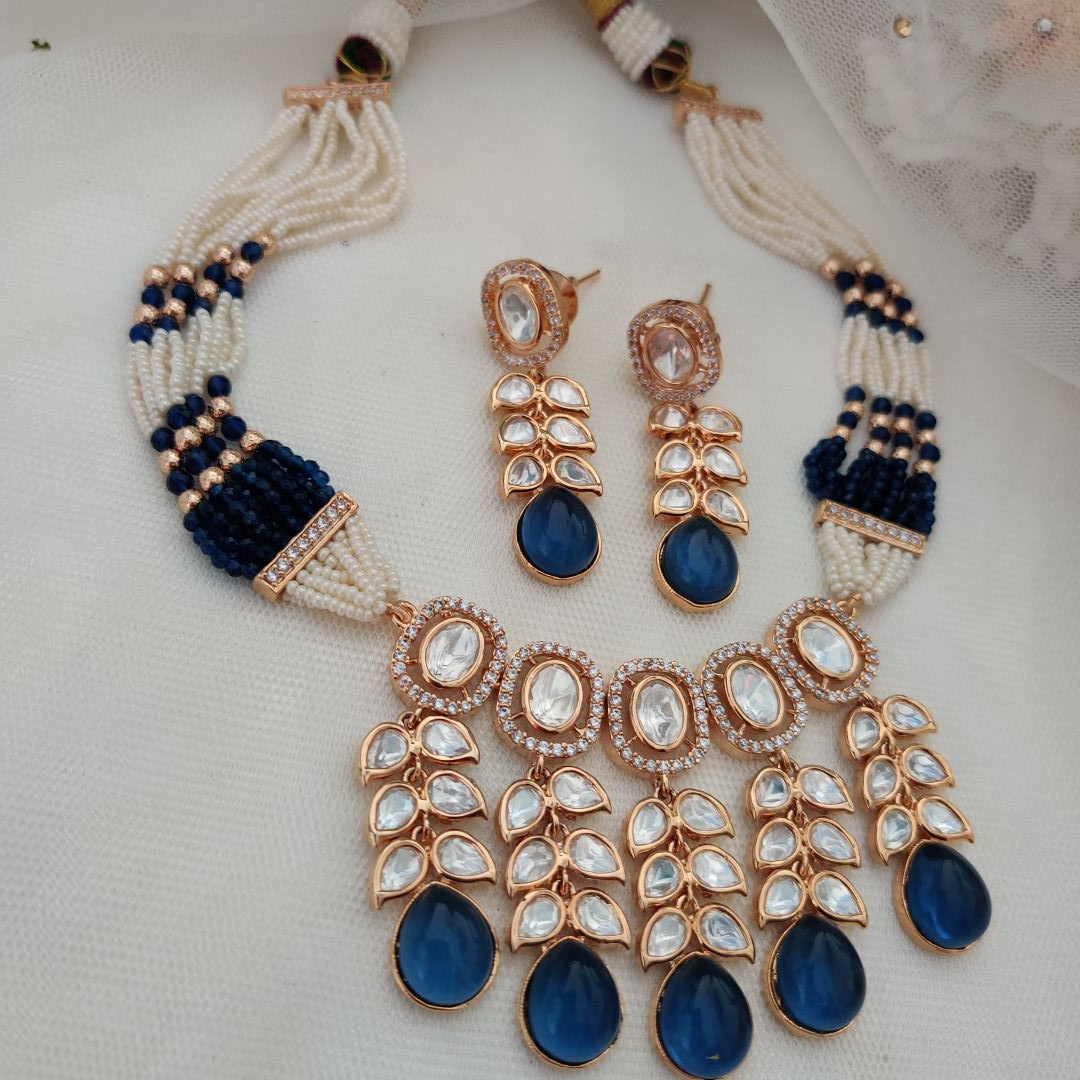 BLUE GIARA KUNDAN JEWELLERY SET