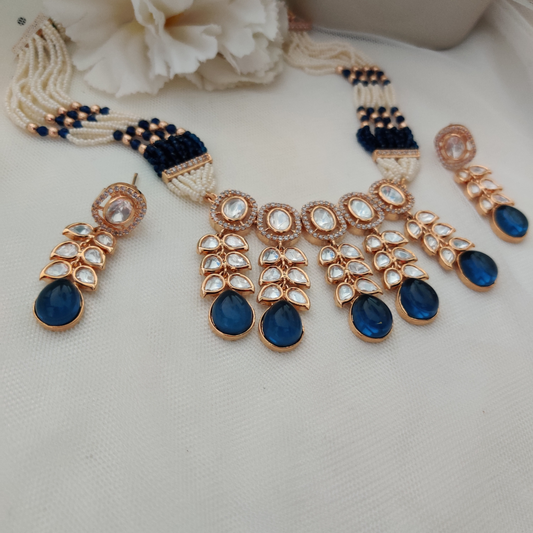 BLUE GIARA KUNDAN JEWELLERY SET