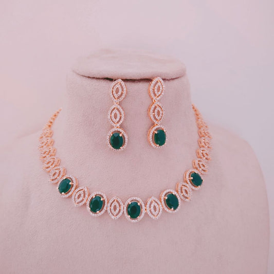 EMERALD KAKOLI ZIRCONIA JEWELLERY SET