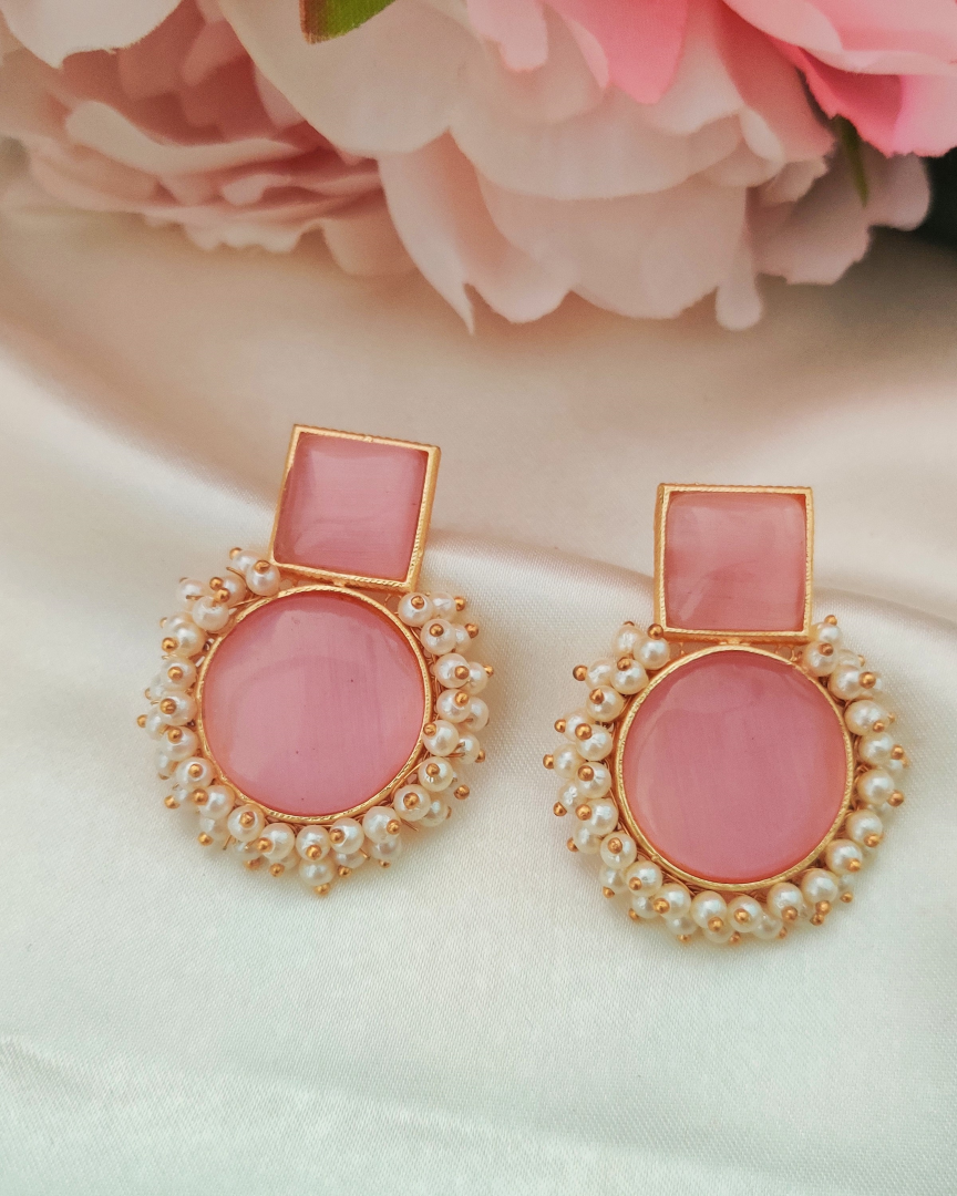 PINK AASHNA STONE EARRINGS