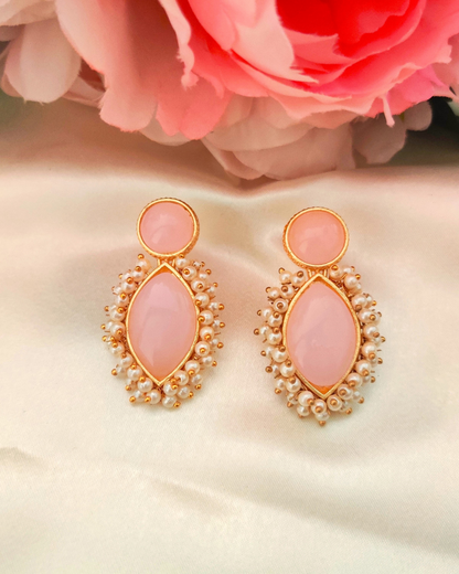 BABY PINK AAPTI STONE EARRINGS