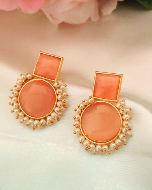 ORANGE AASHNA STONE EARRINGS