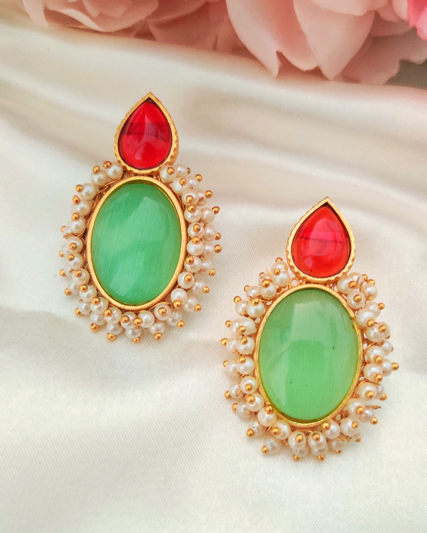 RUBY AAHELI STONE EARRINGS