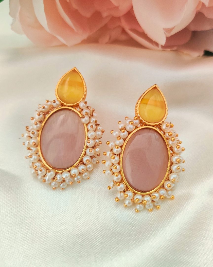 YELLOW AAHELI STONE EARRINGS