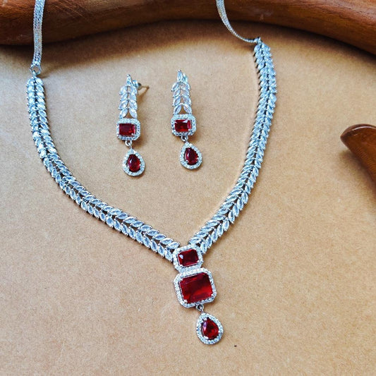 RUBY ANURA AMERICAN DIAMOND JEWELLERY SET