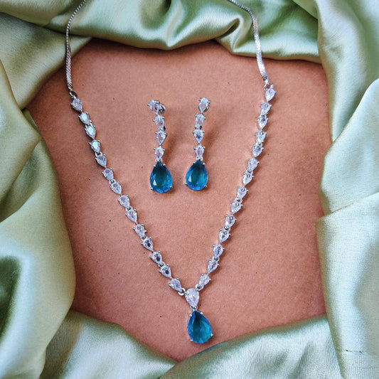 BLUE MISHRA AMERICAN DIAMOND JEWELLERY SET