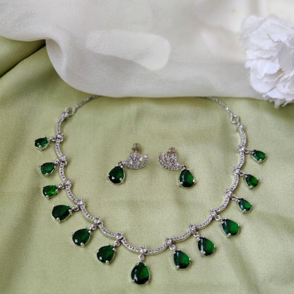 EMERALD AYLA AMERICAN DIAMOND JEWELLERY SET