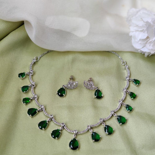 EMERALD AYLA AMERICAN DIAMOND JEWELLERY SET