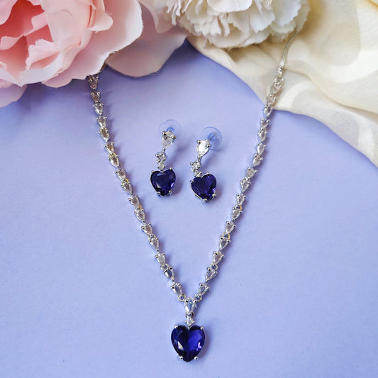 PURPLE ZEST AMERICAN DIAMOND JEWELLERY SET