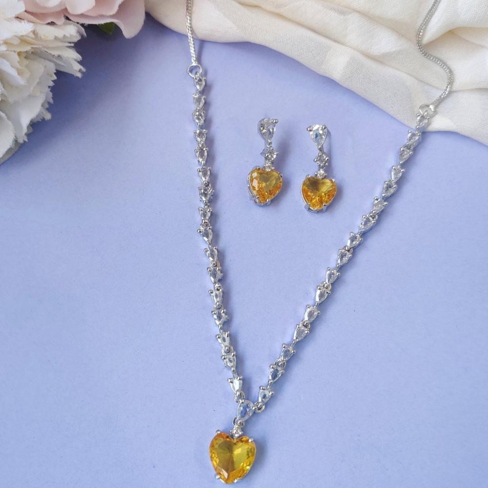 YELLOW ZEST AMERICAN DIAMOND JEWELLERY SET