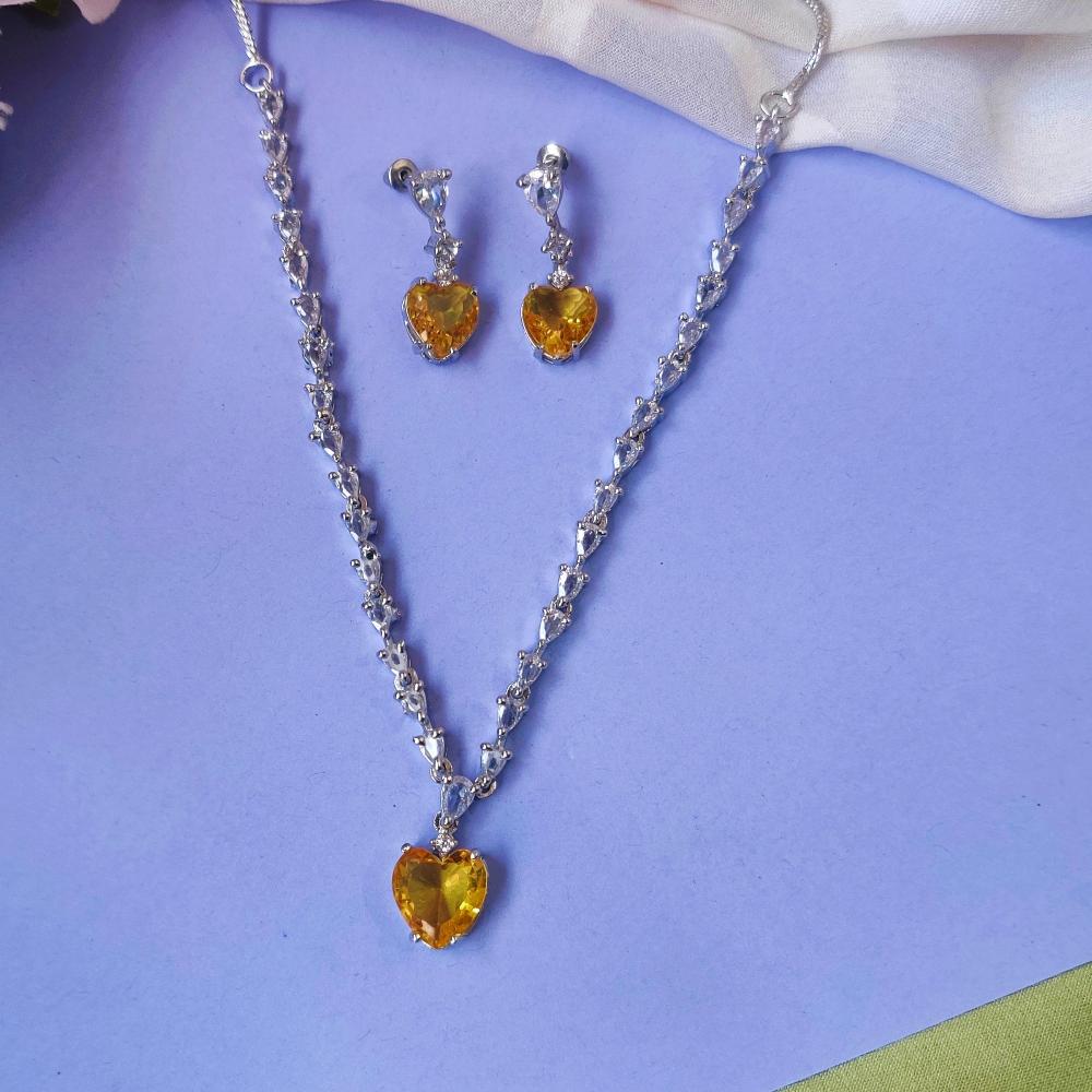 YELLOW ZEST AMERICAN DIAMOND JEWELLERY SET