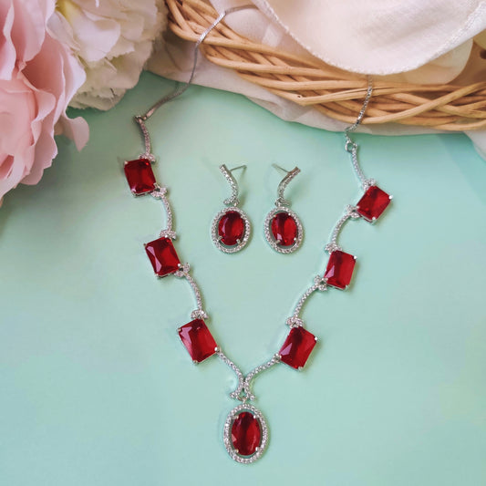 RUBY MIRA AMERICAN DIAMOND JEWELLERY SET