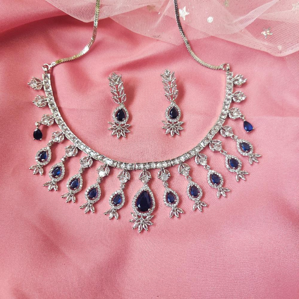 NAVY MILA AMERICAN DIAMOND JEWELLERY SET