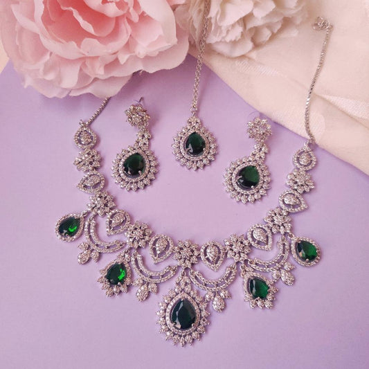 Emerald american diamond Necklace Set