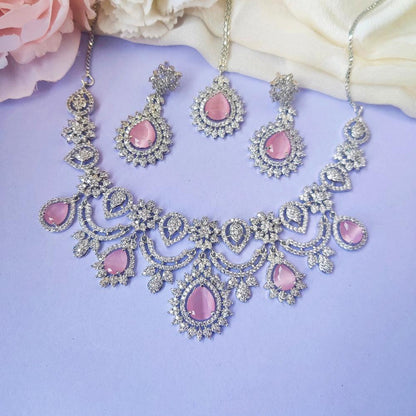 PINK CINDY ZIRCONIA JEWELLERY SET