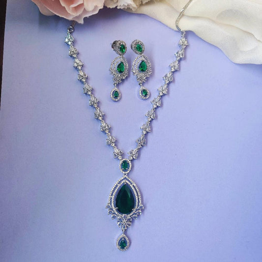 EMERALD ARDEN AMERICAN DIAMOND JEWELLERY SET