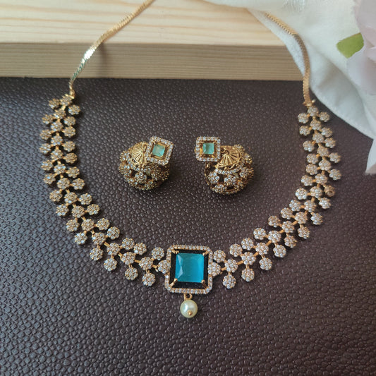 TURQUOISE ALAYA ZIRCONIA JEWELLERY SET