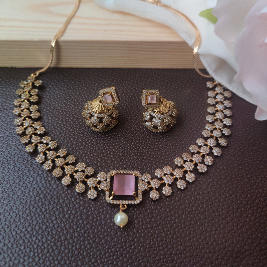 PINK ALAYA ZIRCONIA JEWELLERY SET