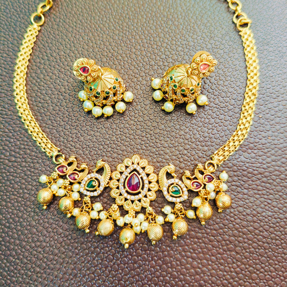 MULTICOLOR NEENA TEMPLE JEWELLERY SET