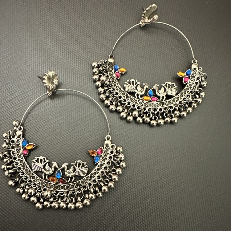 Trendy oxidized hoop earrings