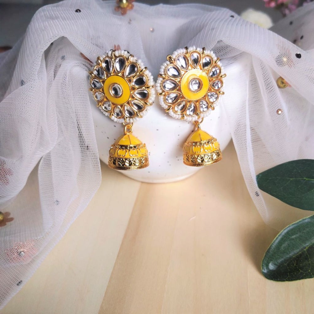 Yellow earrings for girls