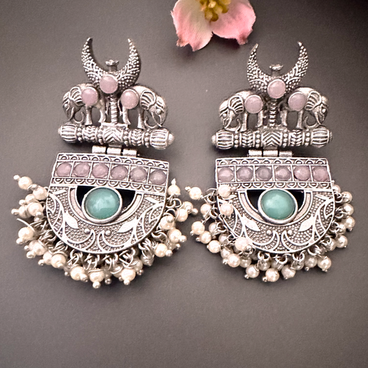 TURQUOISE DRISANA SILVER PLATED EARRINGS