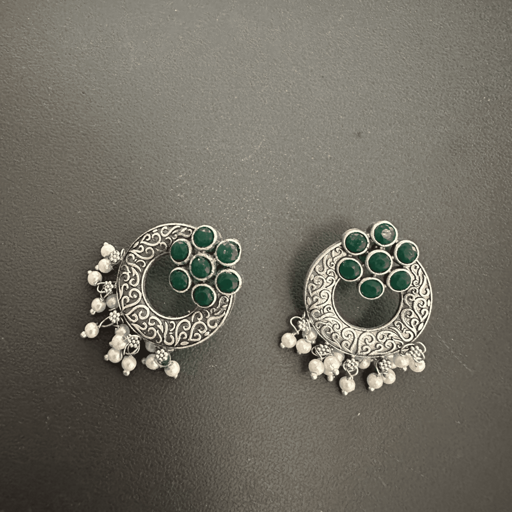 Green Silver Plated earrings